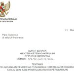 terbitkan edaran thr keagamaan 2024, menaker: harus dibayar penuh, tak boleh dicicil