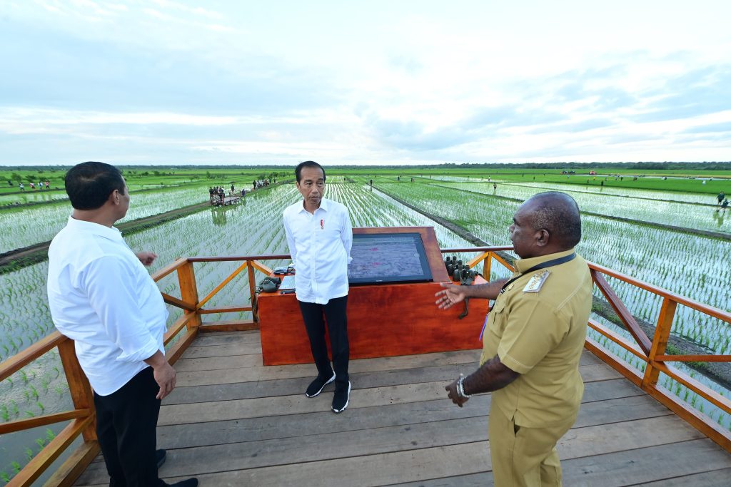 presiden jokowi dan ibu iriana tinjau simulasi drone tabur pupuk di papua selatan 18 presiden jokowi dan ibu iriana tinjau simulasi drone tabur pupuk di papua selatan