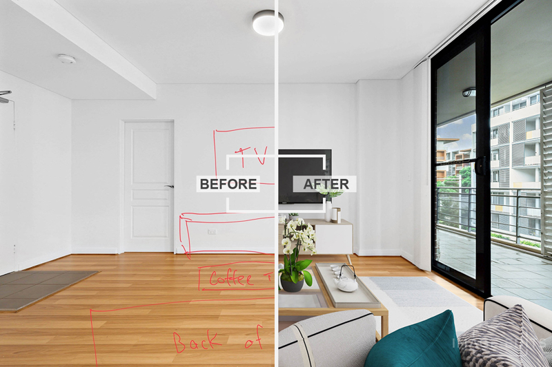 B&A Living with instructions virtual staging