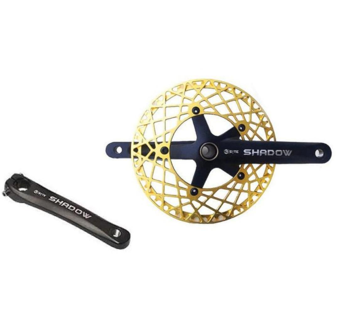 CRANK PACIFIC BIKE SYTE SHADOW 56T BLACK/GOLD TANPA BB