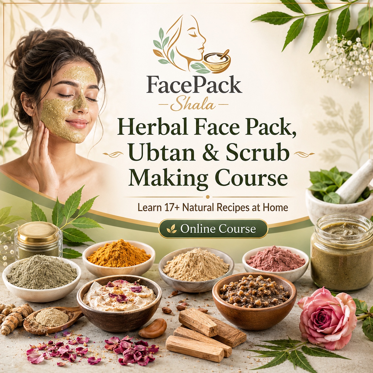 FacePack Shala — Herbal Face Pack, Ubtan & Scrub Making Course