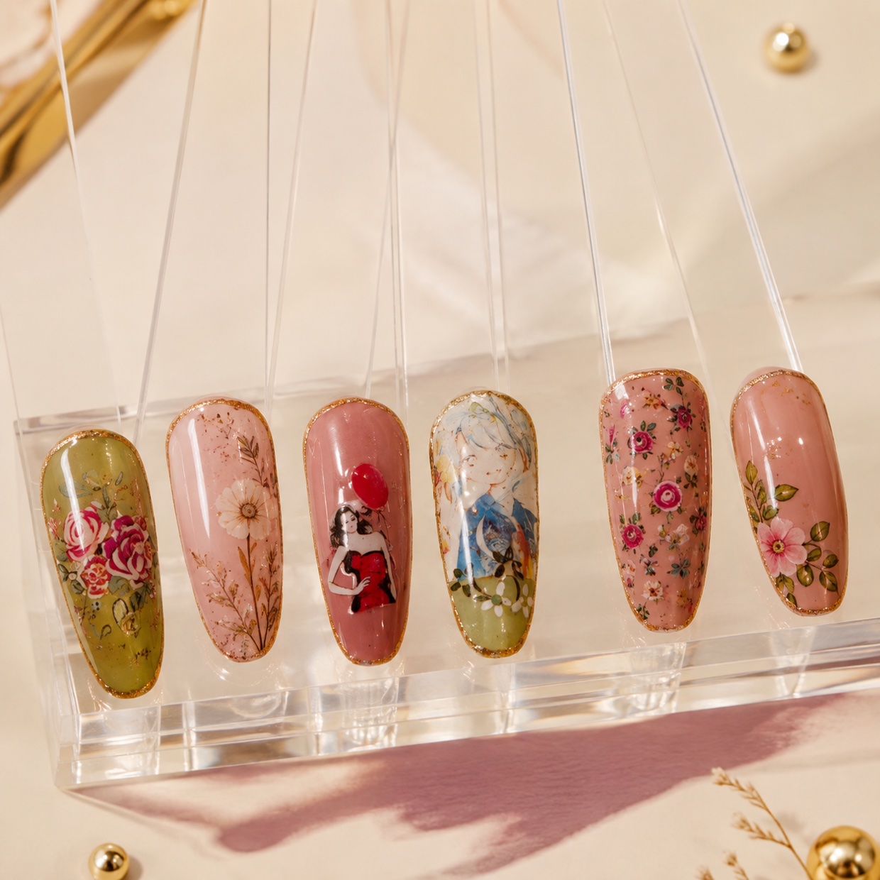 Water-decal florals, edge to edge