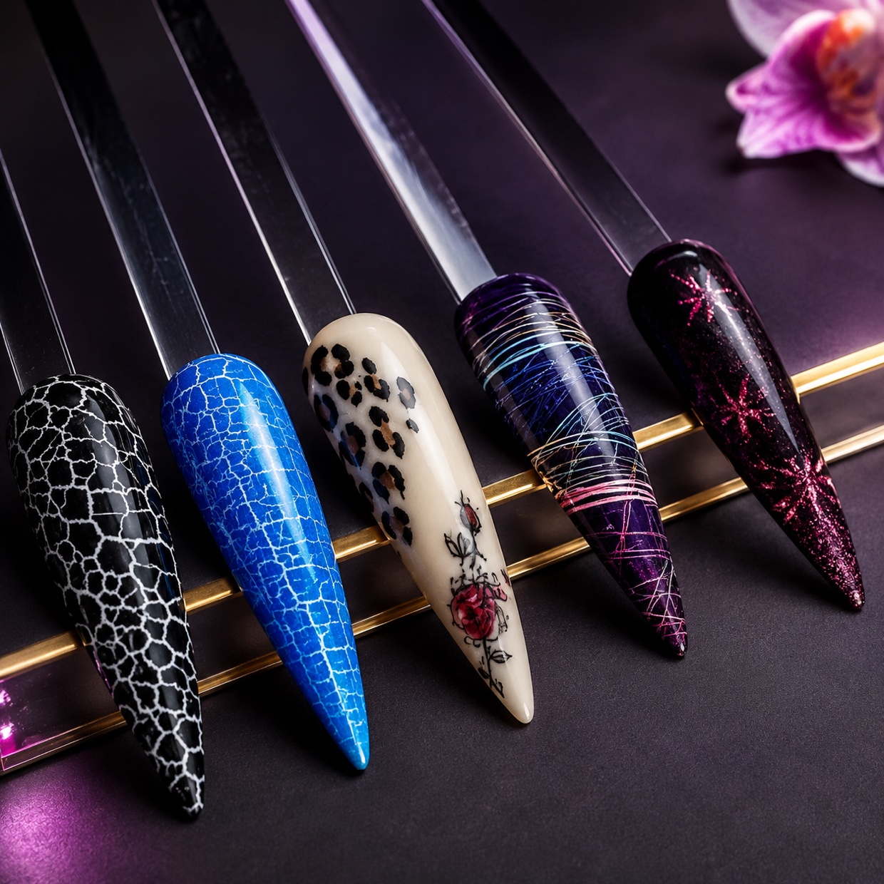 Crackle, leopard & spider-gel statements