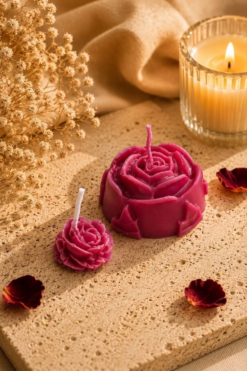 Romantic rose candle