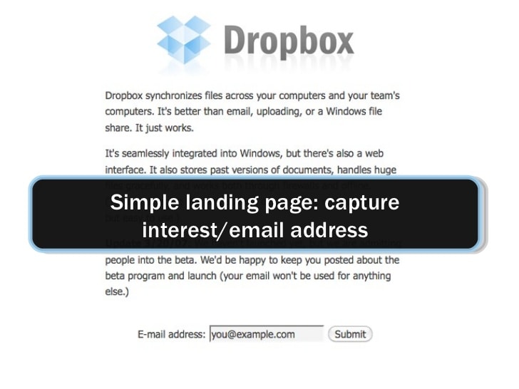 Contoh Landing Page Dropbox