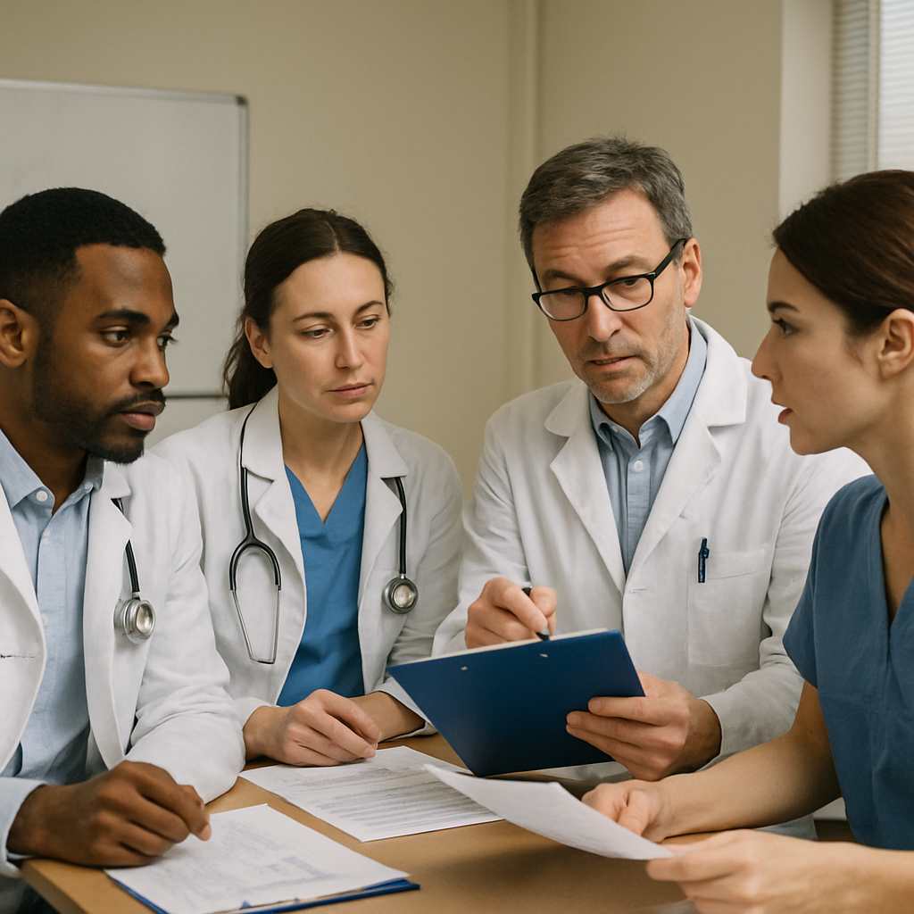 Healthcare professionals discussing a patient's treatment plan