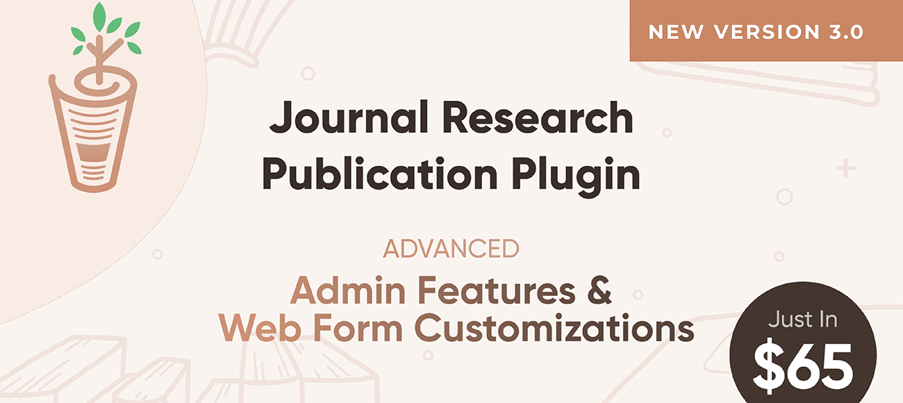 Journal Research Publication WordPress Plugin Admin Features