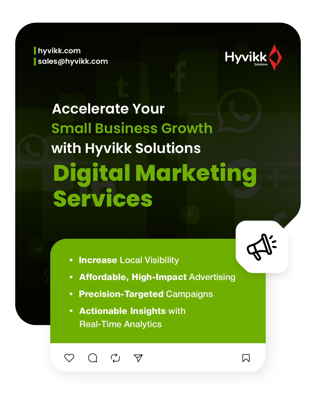 Boost your business growth with an Online presence 🌐

At Hyvikk Solutions, our ambitious #digitalmarketing team is here to help you grow! Enhance your online presence, connect with the right audience 🎯, and turn your tailored strategies into digital success. 💻 ✨

To Know More About #Hyvikk Solutions ⬇⬇

Hyvikk Solutions
309, Swara Parklane,
Atabhai Chowk,
Bhavnagar - 364001
Gujarat, India
Mo: 9429233567
Email👉sales@hyvikk.com
Website👉bit.ly/hyvikk-solutions

#internetmarketing #socialmediamarketing #seo #businessgrowth #smallbusiness #digitalmarketingagency #onlinepresence #marketingstrategy #growyourbusiness #leadgenerationexperts #businessowner #digitalsuccess #hyvikk
