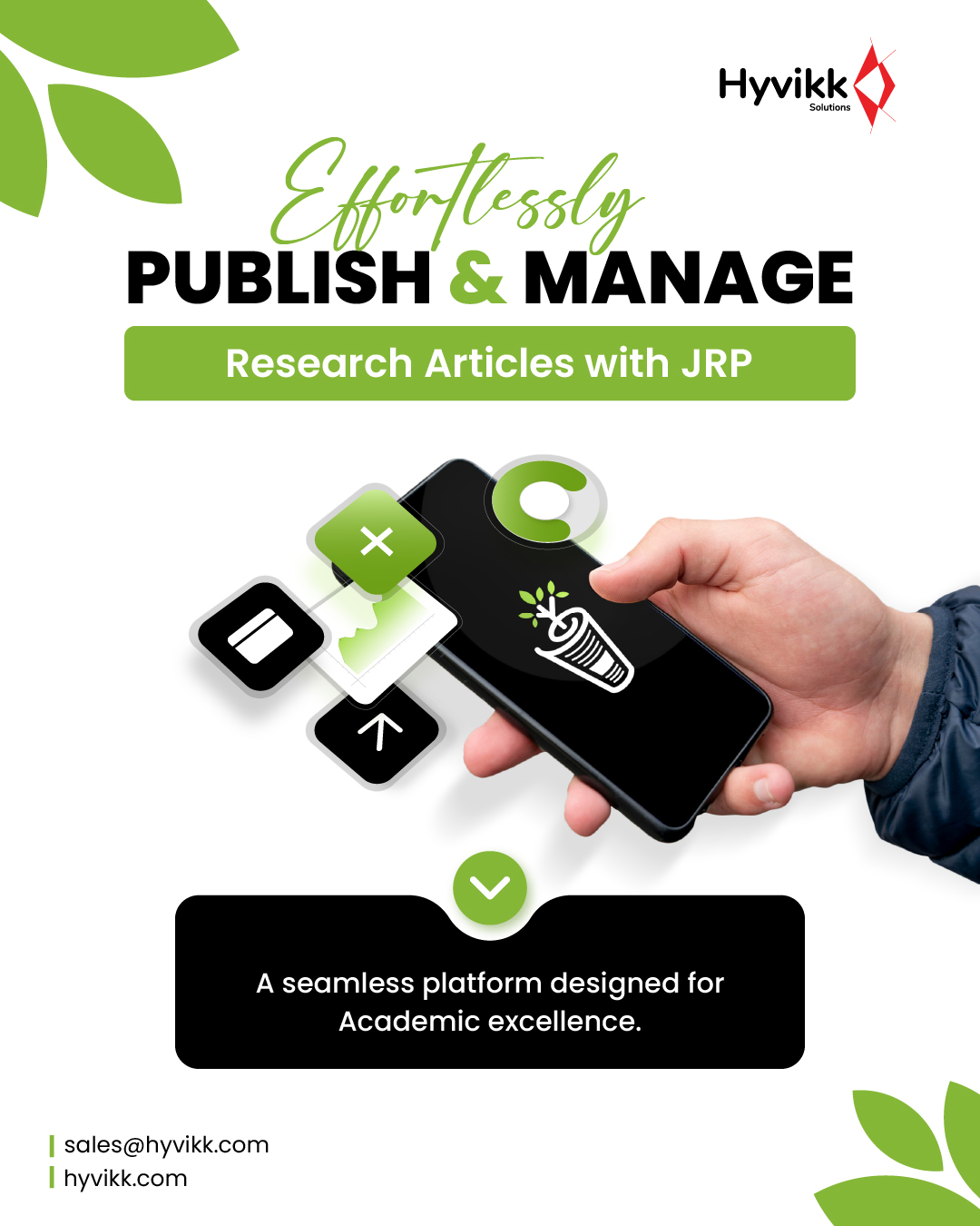 Publish smarter. Manage easier. Achieve more.JRP – Journal Research Publication, a platform built for researchers and institutions who value precision, credibility, and simplicity.

Effortlessly publish, review, and manage research papers — all in one place.
Because great research deserves a seamless publishing experience.

👉 Buy Now:  https://1.envato.market/journal-pub

To Know More About Us ⬇⬇

Hyvikk Solutions
309, Swara Parklane,
Atabhai Chowk,
Bhavnagar - 364001,
Gujarat, India
📞 9429233567
✉️ sales@hyvikk.com

#AcademicPublishing #ResearchInnovation #ScholarlyCommunication #OpenAccess #ResearchCommunity #AcademicTechnology #PublishWithEase #DigitalResearch #HigherEducation #ResearchManagement #hyvikk