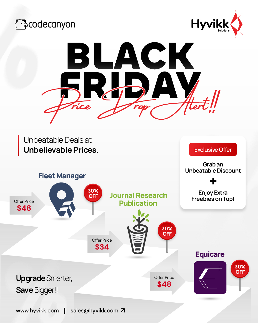 ✨ BLACK FRIDAY BASH! ✨

• Fleet Manager (https://1.envato.market/fleet-manager)
• Equicare (https://1.envato.market/equicare)
• Journal Publication (https://1.envato.market/journal-pub)

🛒 Shop now on CodeCanyon 
Click here to claim exclusive freebies with every purchase: https://bit.ly/hyvikk-freebie

#Hyvikk #BlackFriday #blackfridaydeals #blackfridaysales #sale #Discount #FleetManagement #deals #offers #buynow #getitnow #hyvikksale #limitedtimeoffer