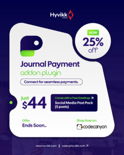 Black Friday Sale!🥳

The Journal Payment Addon Plugin drops to just $44 — FREE Greetings Social Media Post Pack (5 posts).🎉🛒

Journal Payment: https://1.envato.market/journal-payments

Click here for freebies: https://bit.ly/hyvikk-freebies

With this, view more products: 
Journal Research Publication: https://1.envato.market/journal-pub
Fleet Manager: https://1.envato.market/fleet-manager
Equicare: https://1.envato.market/equicare

#Hyvikk #BlackFriday #blackfridaydeals #blackfridaysales #sale #Discount #FleetManagement #deals #offers #buynow #getitnow #hyvikksale #limitedtimeoffer