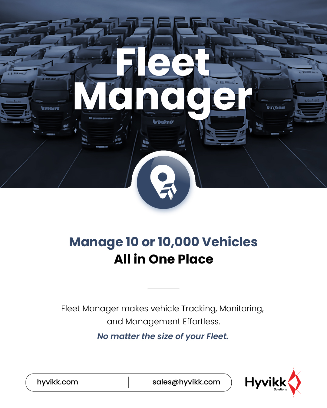 🚛✨ Fleet chaos? Not anymore.
From tracking maintenance schedules to monitoring driver performance Fleet Manager makes it all effortless.

At Hyvikk Solutions, we don’t just build tools, we build smarter journeys.
Empower your business with real-time insights, automation, and control — all from one clean dashboard.

Because managing your fleet should be smooth, simple, and scalable. ⚙️🚀

To Know More About Us 👇👇
Hyvikk Solutions
309, Swara Parklane,
Atabhai Chowk,
Bhavnagar - 364001,
Gujarat, India
Mo: 9429233567

Email👉sales@hyvikk.com
Website👉 bit.ly/hyvikk-solutions

#FleetManagement #FleetManager #FleetTracking #Logistics #Transportation #FleetSolutions #VehicleTracking #FleetMaintenance #FleetSoftware #SmartFleet #Telematics #FleetOperations #FleetTrackingSystem #Hyvikk