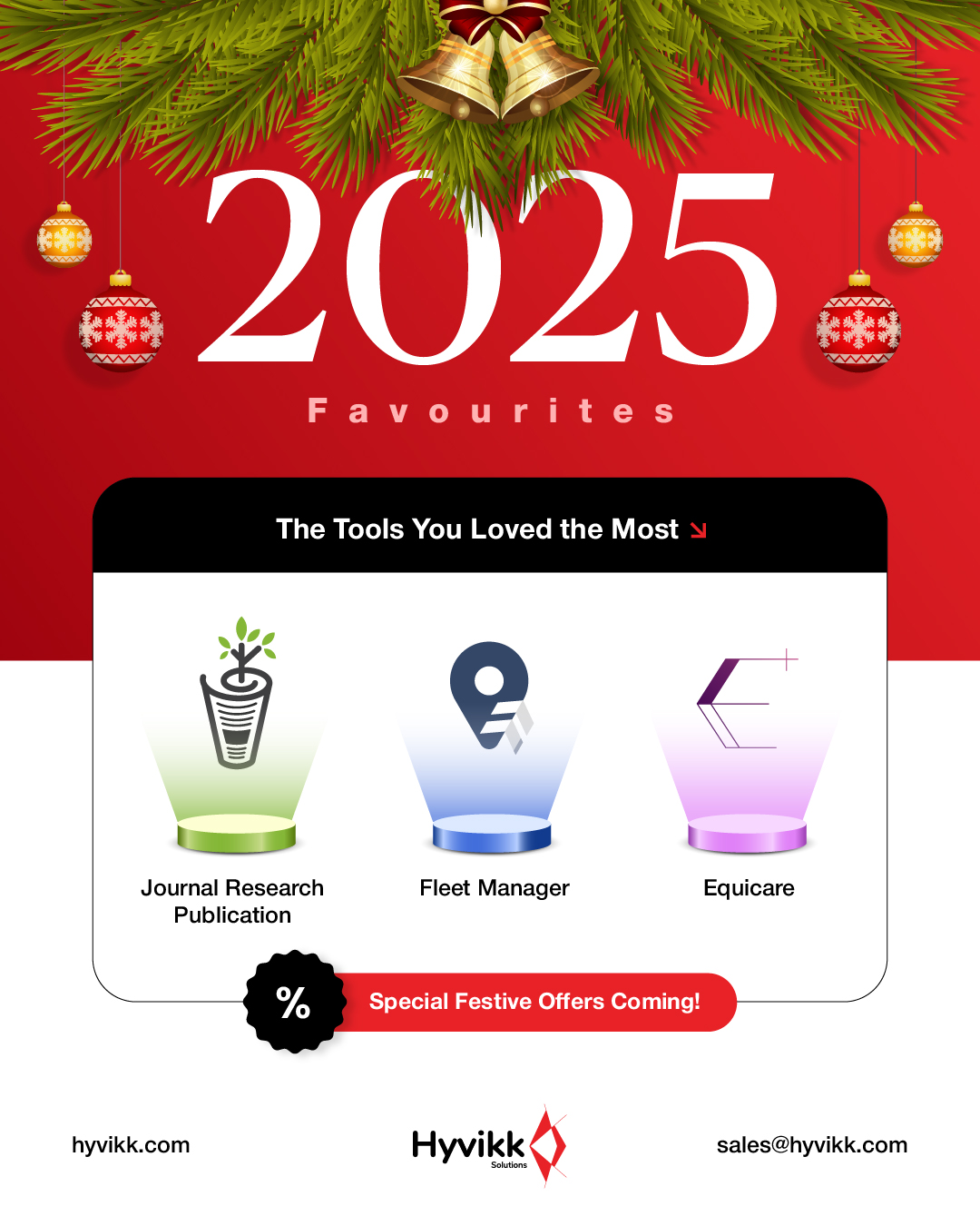 This year’s most-loved tools are getting their BIGGEST festive price drops ever! 
Premium tools, pocket-friendly surprises — stay tuned for exclusive offers! 

To Know More About #Hyvikk Solutions 👇👇

Hyvikk Solutions
309, Swara Parklane,
Atabhai Chowk,
Bhavnagar - 364001,
Gujarat, India
Mo: 9429233567
Email👉sales@hyvikk.com
Website👉 bit.ly/hyvikk-solutions

#salesalesale #MassiveSavings #deals  #SaleAlert #savemoney #dealsforyou #software #AppStore #mobileapps #website #SaleAlert #savemoney #FleetManagement #equicare #ChristmasSale #Hyvikk