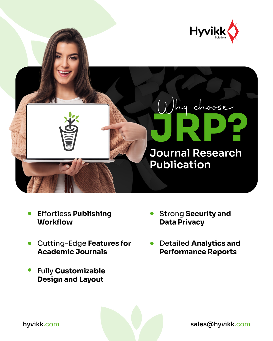 🌟 Publish. Protect. Analyze. Excel. 🌟

Everything your journal needs — seamless publishing, strong data protection, and smart analytics — designed for clarity and control.

Publish smarter with Journal Research Publication. 📚💡

To Know More About #Hyvikk Solutions 👇👇

Hyvikk Solutions
309, Swara Parklane,
Atabhai Chowk,
Bhavnagar - 364001,
Gujarat, India
☎ 9429233567
📩sales@hyvikk.com
🔗 bit.ly/hyvikk-solutions

#JournalPublishing #PublishingPlatform #AcademicTools #DigitalJournals
#ResearchManagement #AcademicSolutions #DataSecurity #AnalyticsTools 
#PublishingWorkflow #ScholarlyWork #ResearchPlatform  #AcademicTech