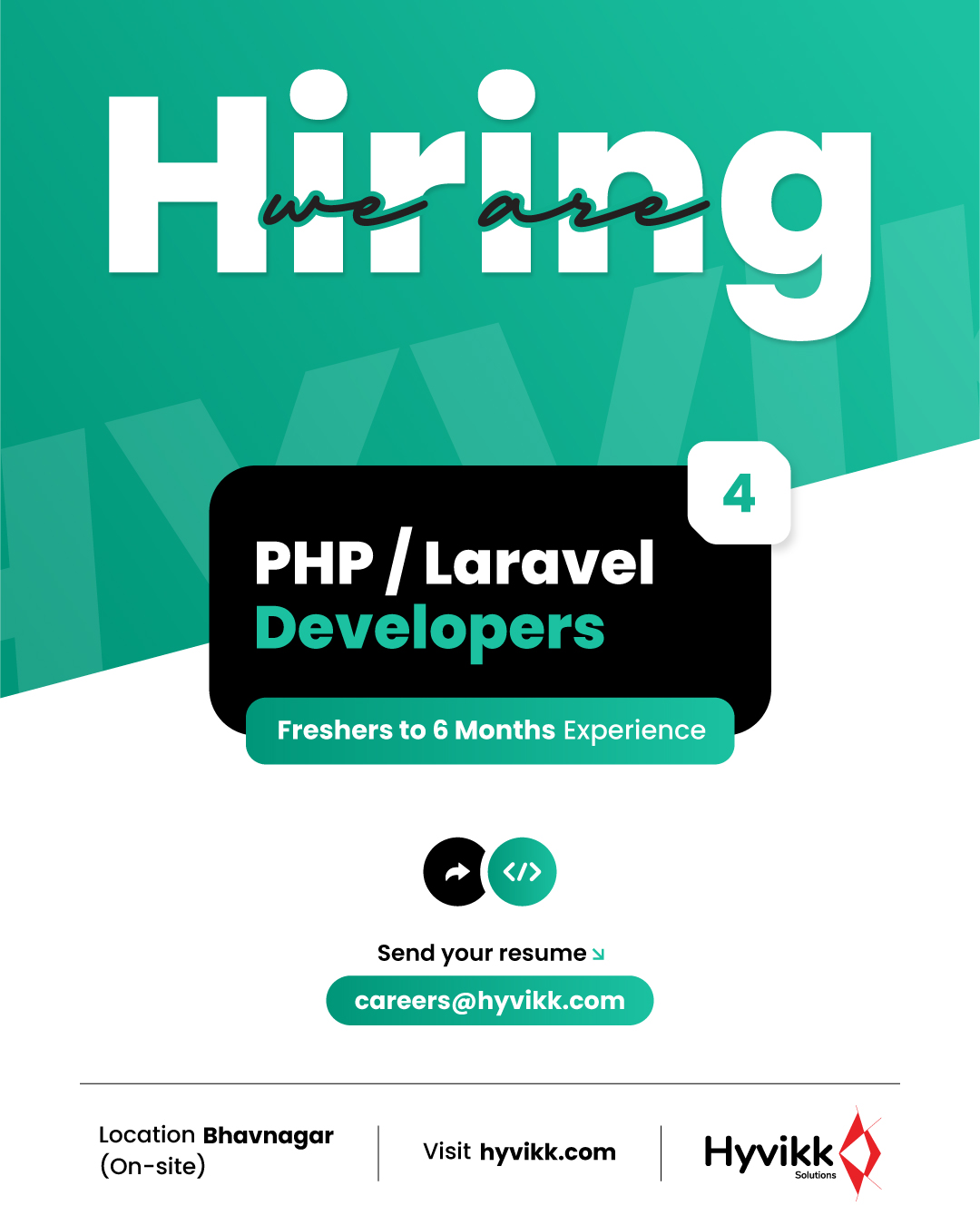 Every app has two sides.

What users see.
And what actually makes it work.

Routes.
Databases.
APIs.
Logic.

That’s the backend.

If building the engine behind products sounds interesting, this might be for you.

Hyvikk Solutions is hiring PHP Laravel Developers.

Experience: Fresher to 6 Months

Send your resume: careers@hyvikk.com

[PHP Laravel developer job, backend development career, Laravel framework development, api and database development, server-side programming role, fresher web developer job, scalable web application development]

#Hyvikk #NowHiring #PHPLaravel #BackendDeveloper #ITJobs