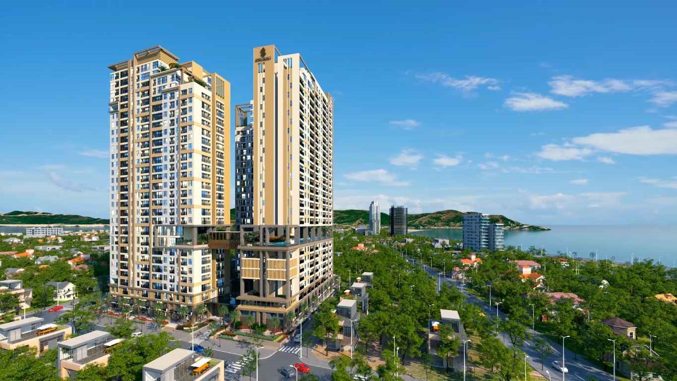 Hai tòa tháp Simona Heights Quy Nhơn giữa khu trung tâm phường Quy Nhơn, Gia Lai