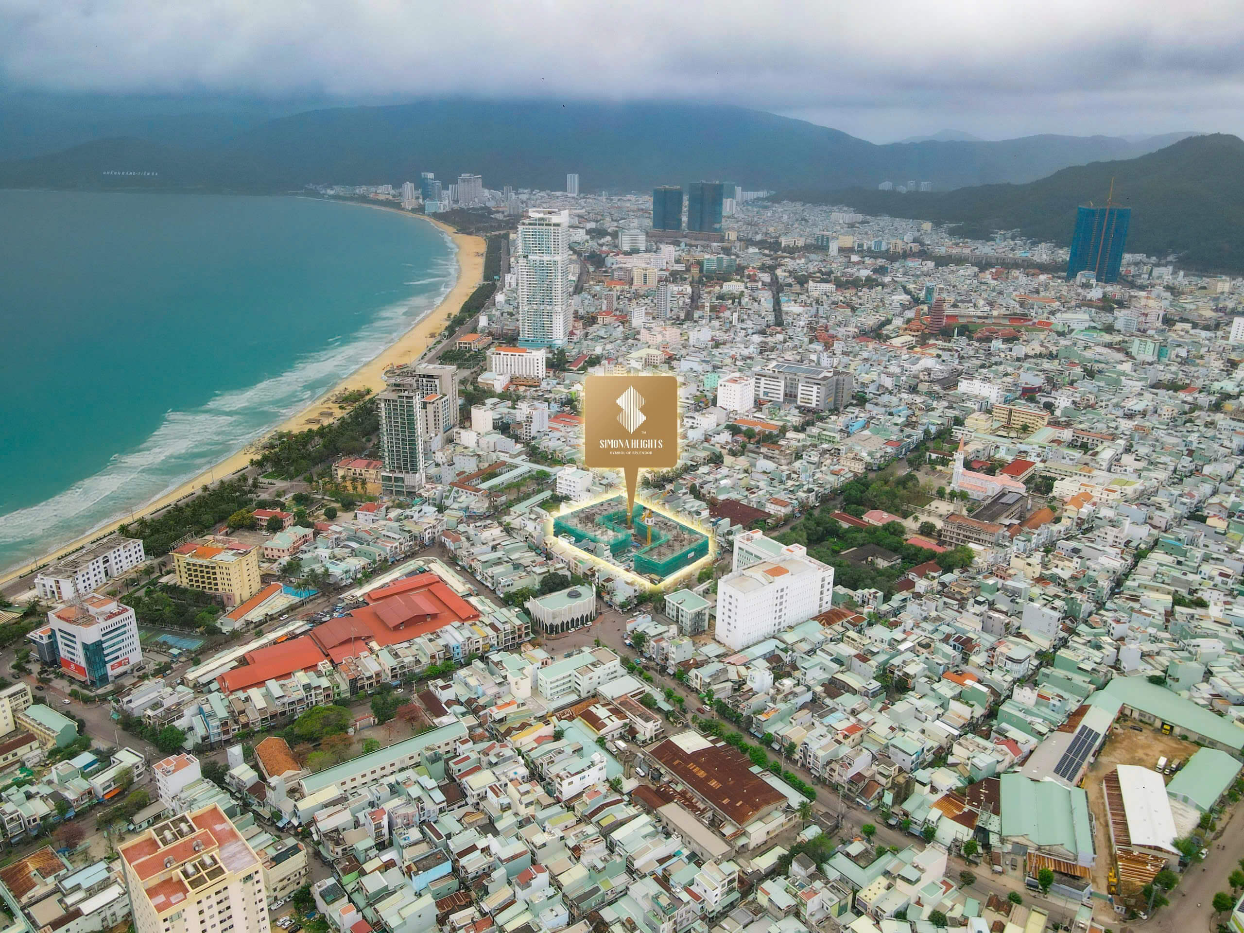Vị trí thực tế dự án Simona Heights Quy Nhơn trong khu trung tâm phường Quy Nhơn, cách bãi biển khoảng 300 m
