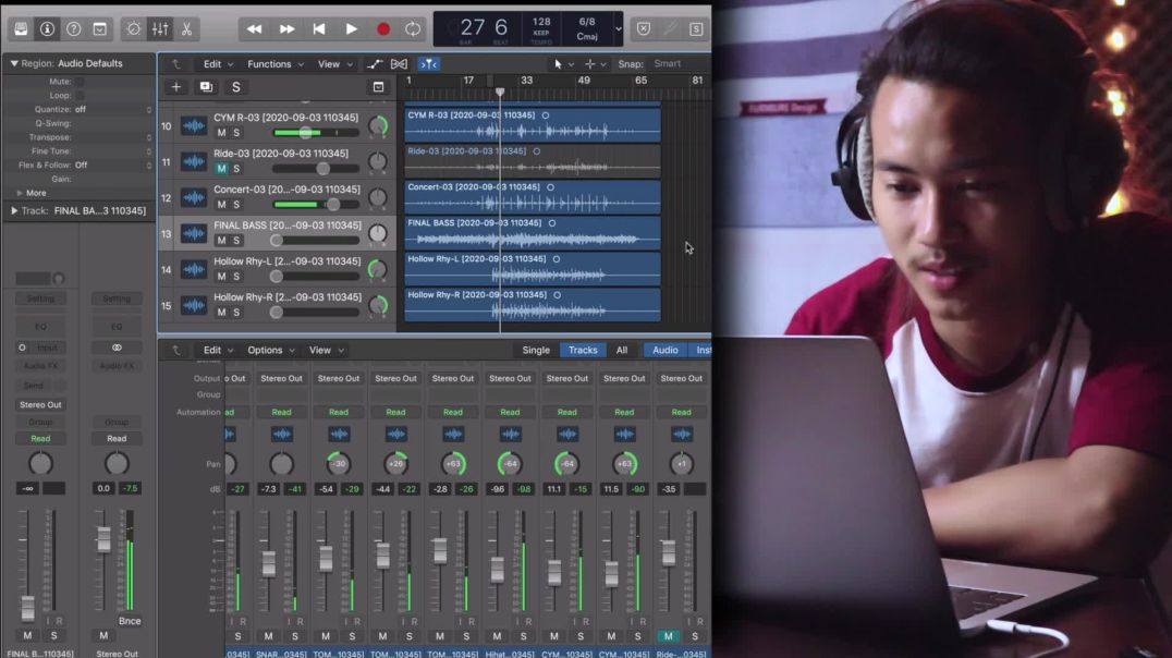 04 Logic pro x Bass & Hollow guitar EQ Mixing ပြုလုပ်ပုံများ မြန်မာ