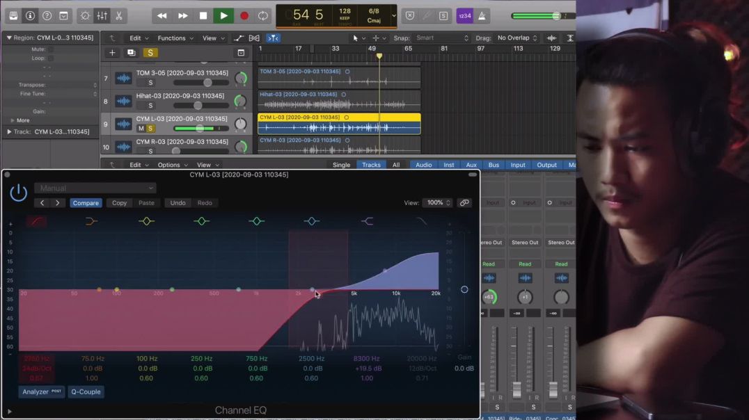 03 Logic pro x Over head & Room EQ Mixing ပြုလုပ်ပုံများ မြန်မာ