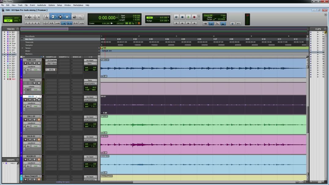 03 Pro tools 12 တွင် hi hat ကိုချိန်ငြှိခြင်း