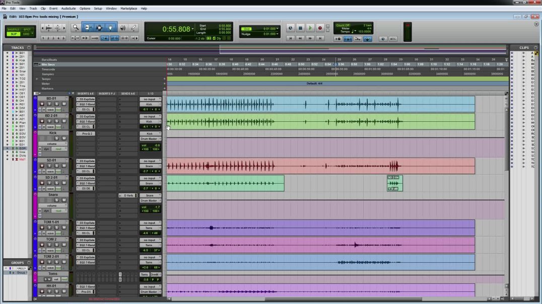 08 Pro tools 12 တွင် track အားလုံးကိုအချောသက ်ချိန်ငြှီခြင်း