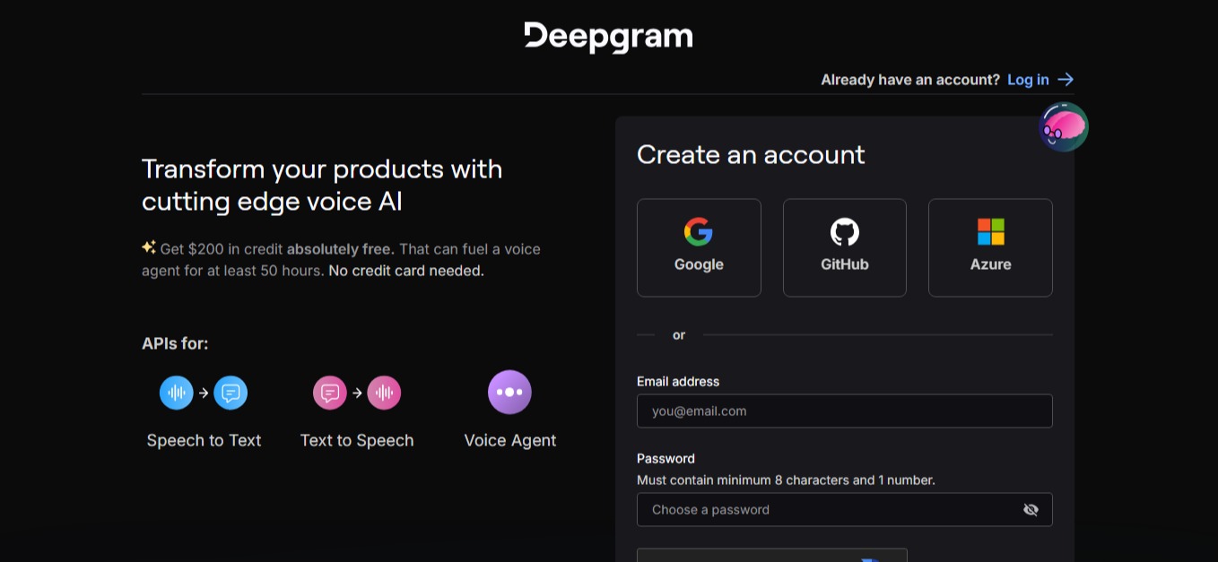 Deepgram signup