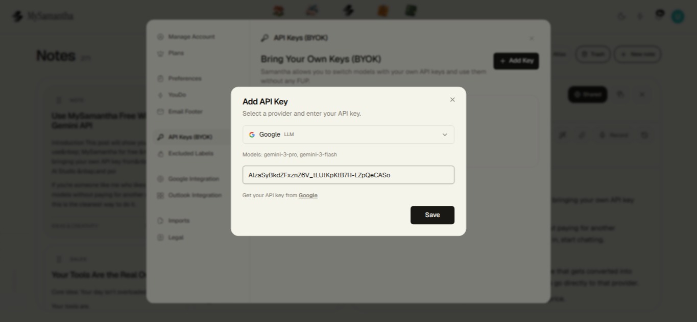 Key pasted