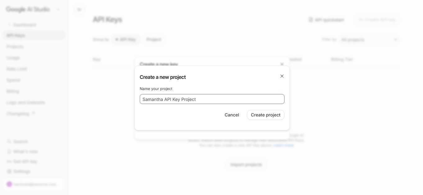 Pick or create a project