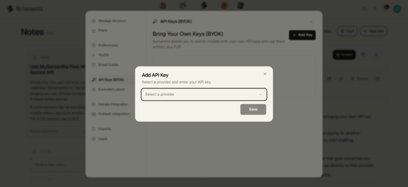 Add key dialog
