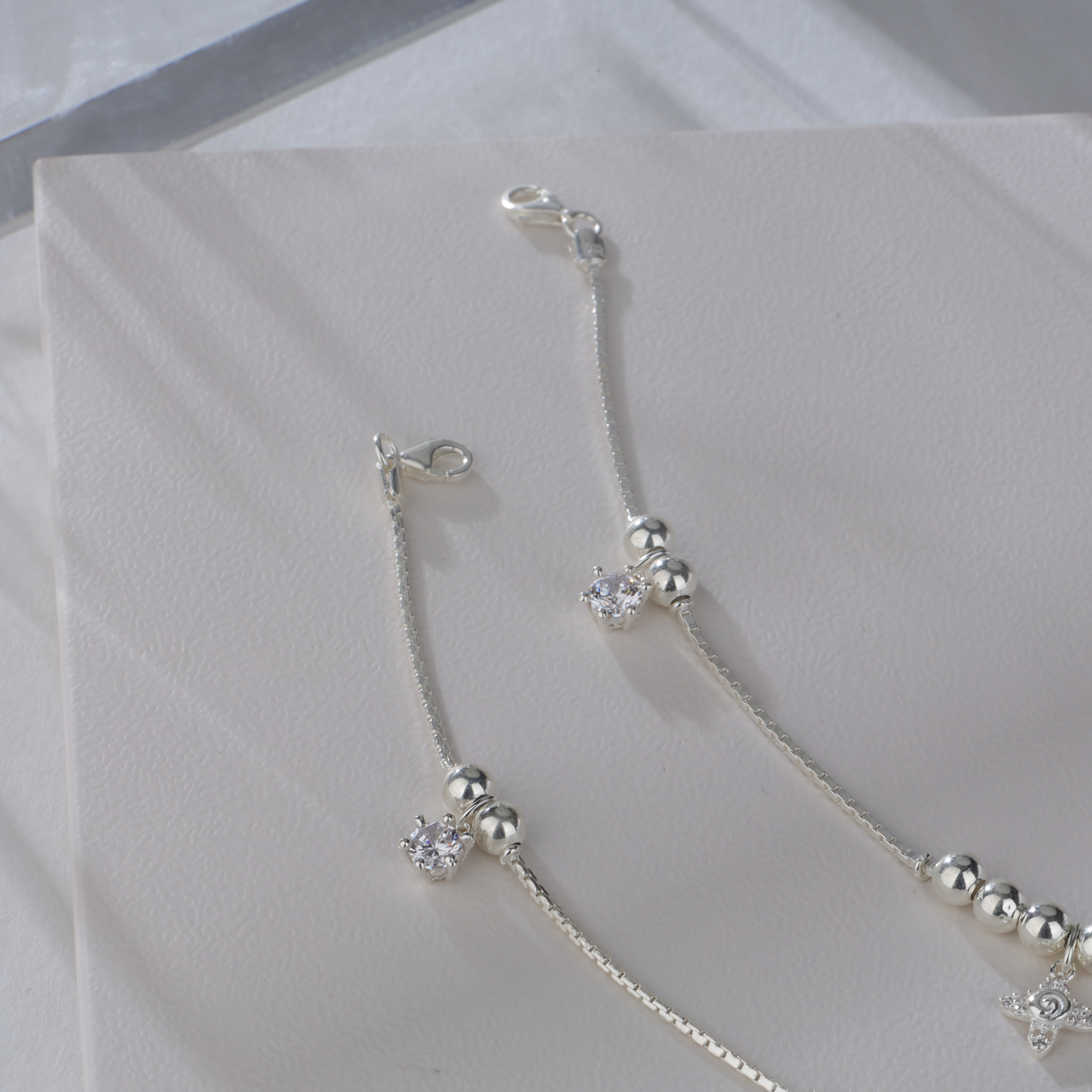 CZ Floral Charm Anklet