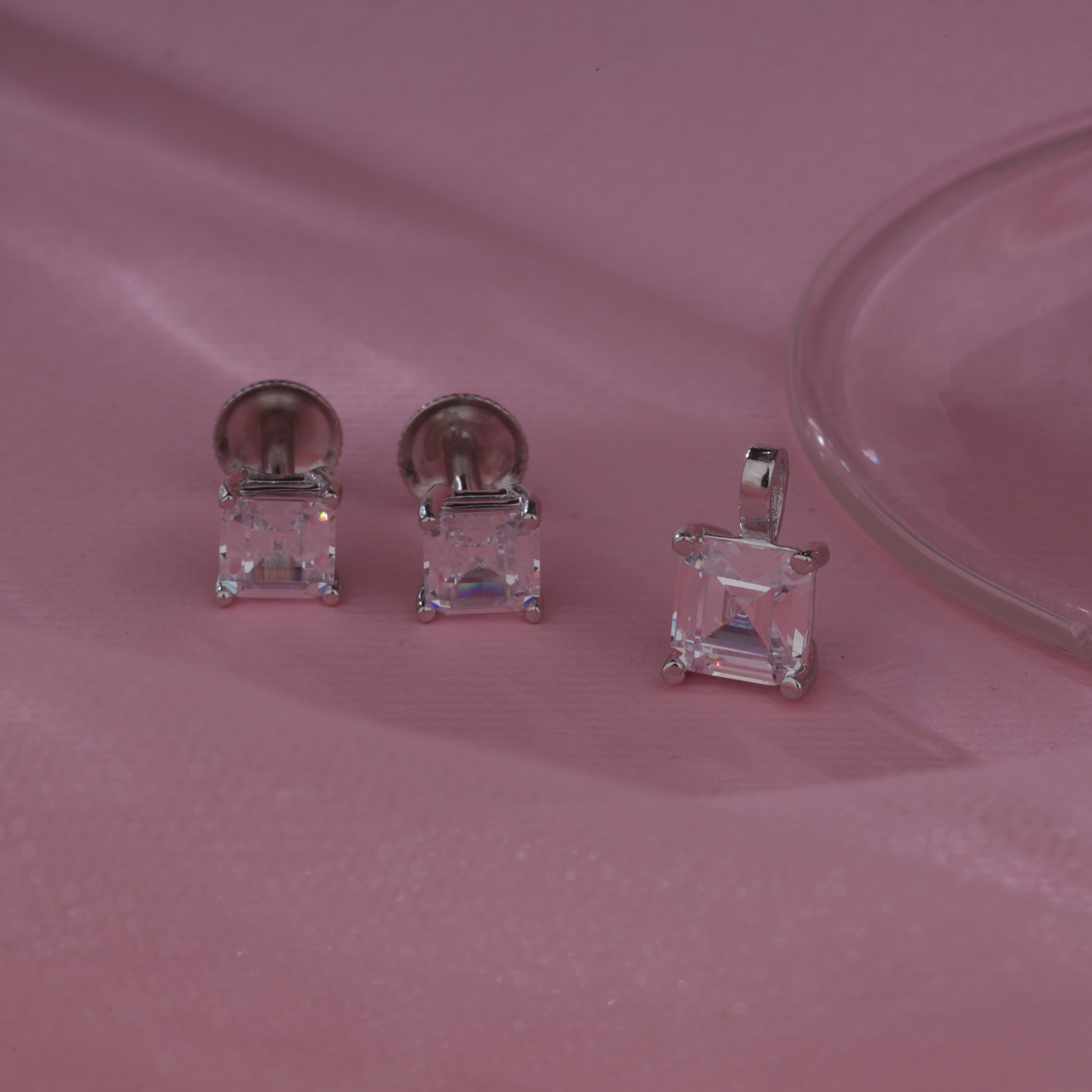 Princess Cut Pendant Set