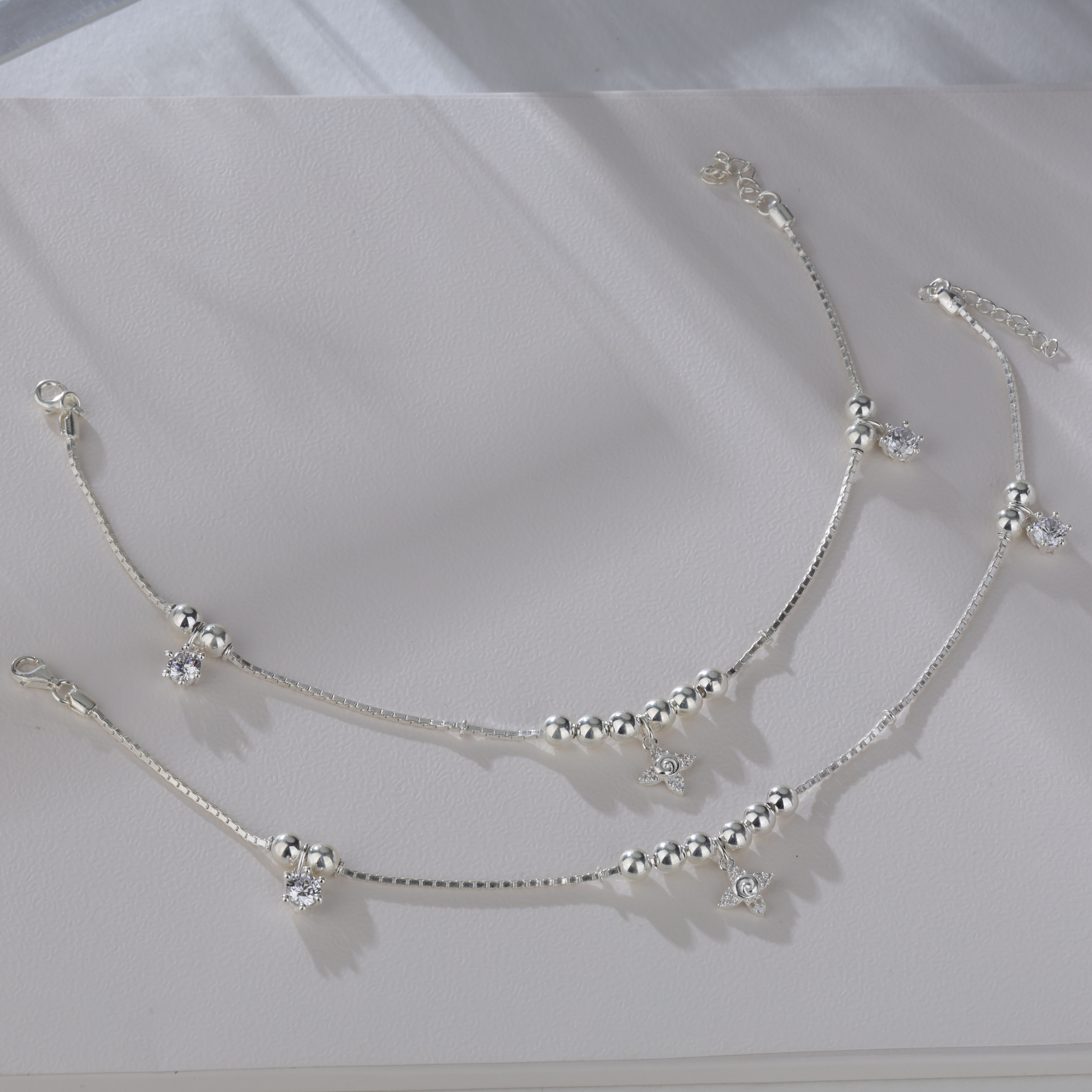 CZ Floral Charm Anklet