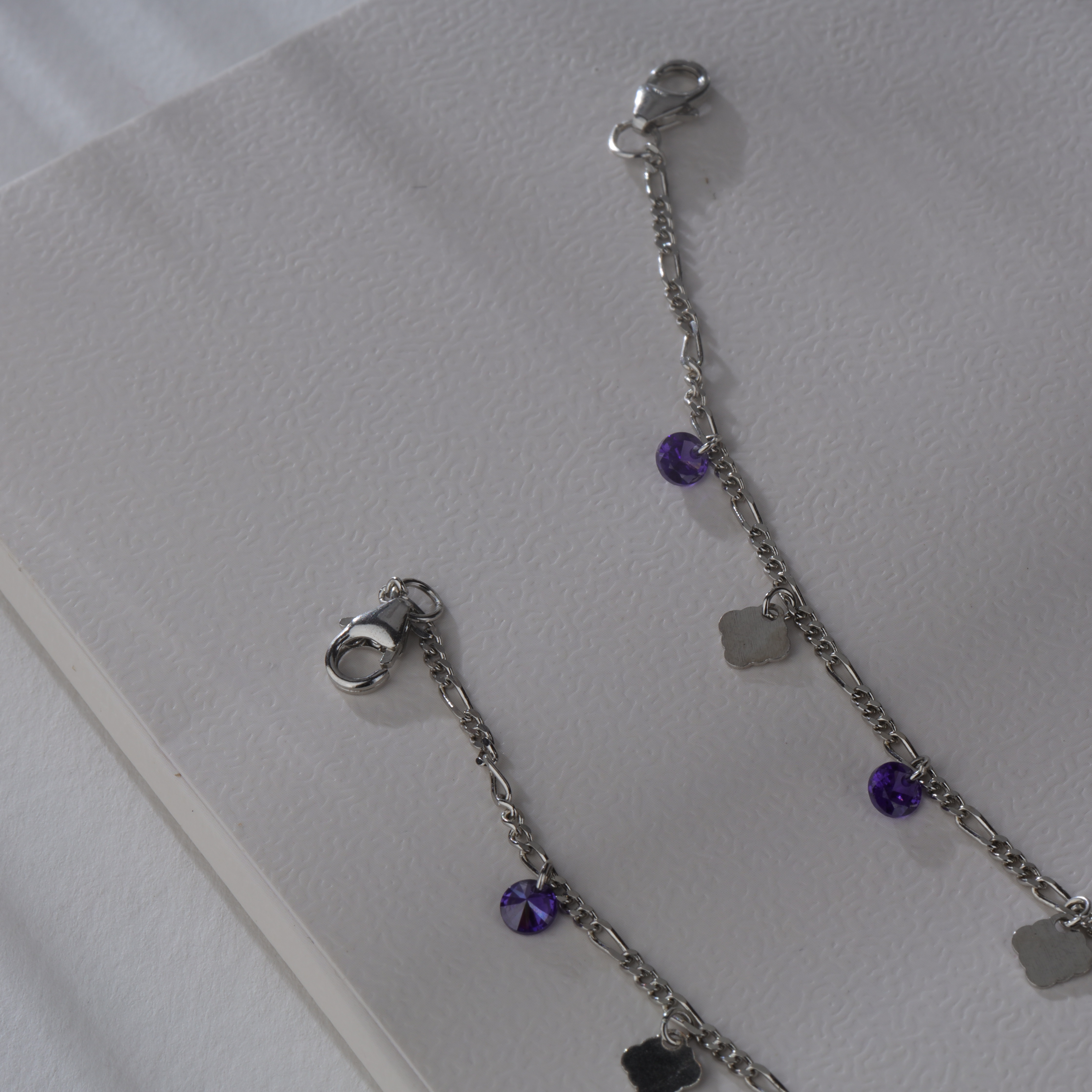 Blue Crystal Clover Anklet