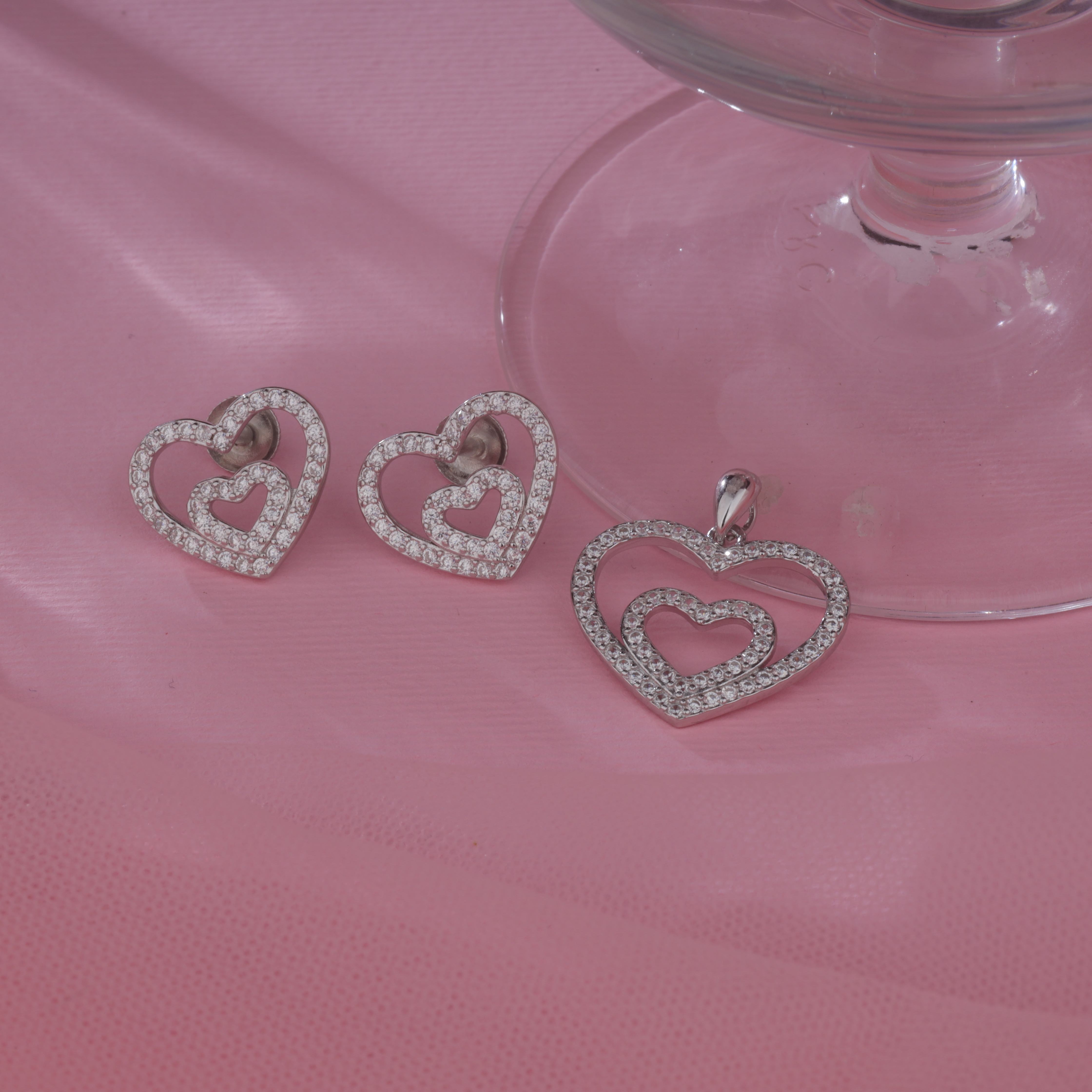 Twin Heart Pendant Set
