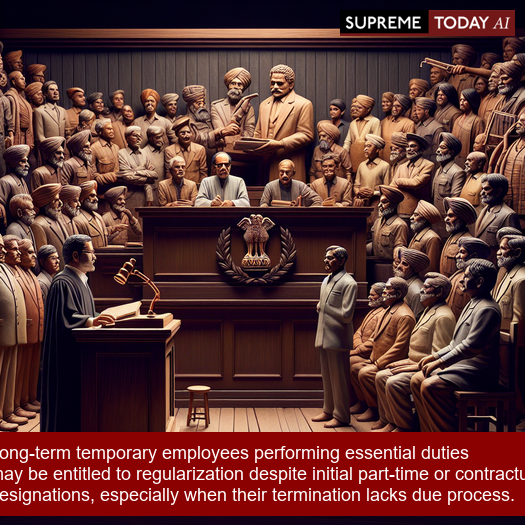 Long-term temporary employees performing essential duties may be