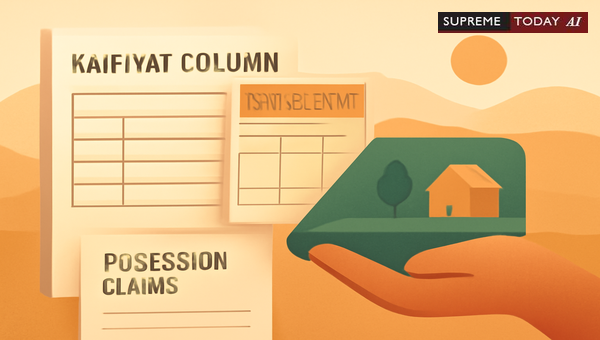 Legal Significance of Kaifiyat Column Entries in Khasra Records for Possession Claims