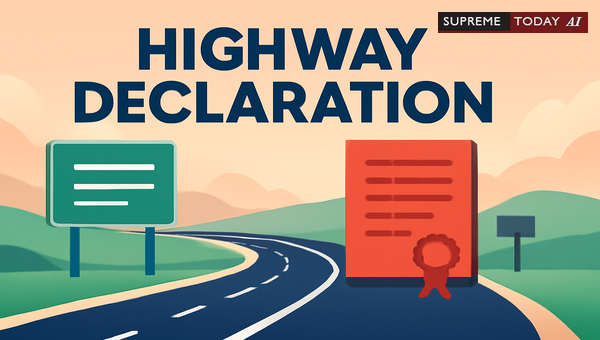Do National Highway Notifications Automatically Confer Status to Connecting State Link Roads?