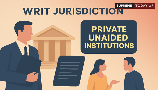 Supreme Court Ruling on Writ Maintainsability Against Private Institutions for Service Disputes