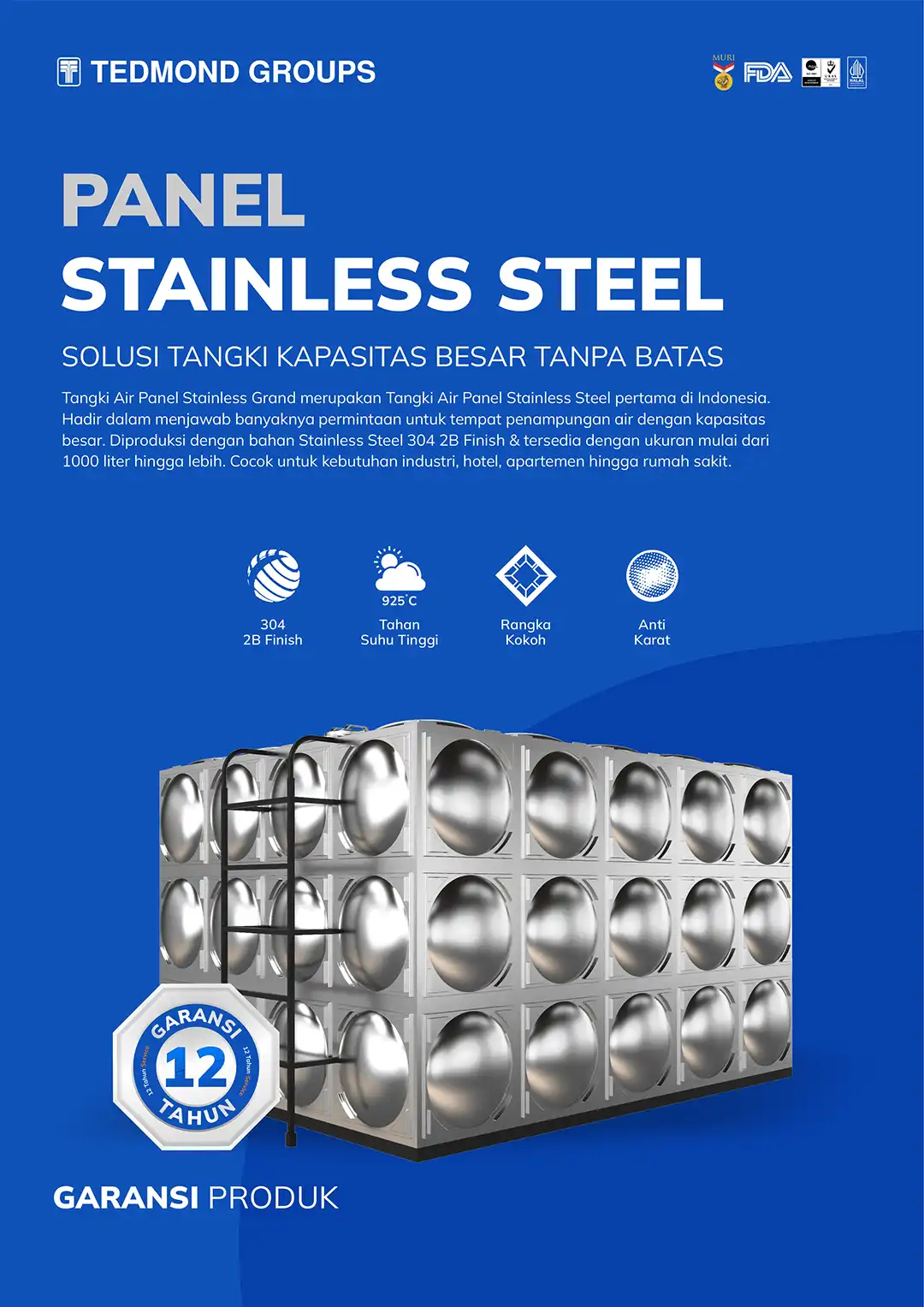 Banner Tangki Tandon Toren Panel Stainless Steel