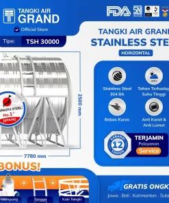 Tandon Toren Tangki Air Stainless Horizontal 30000 Liter