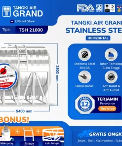 Tandon Toren Tangki Air Stainless Horizontal 21000 Liter