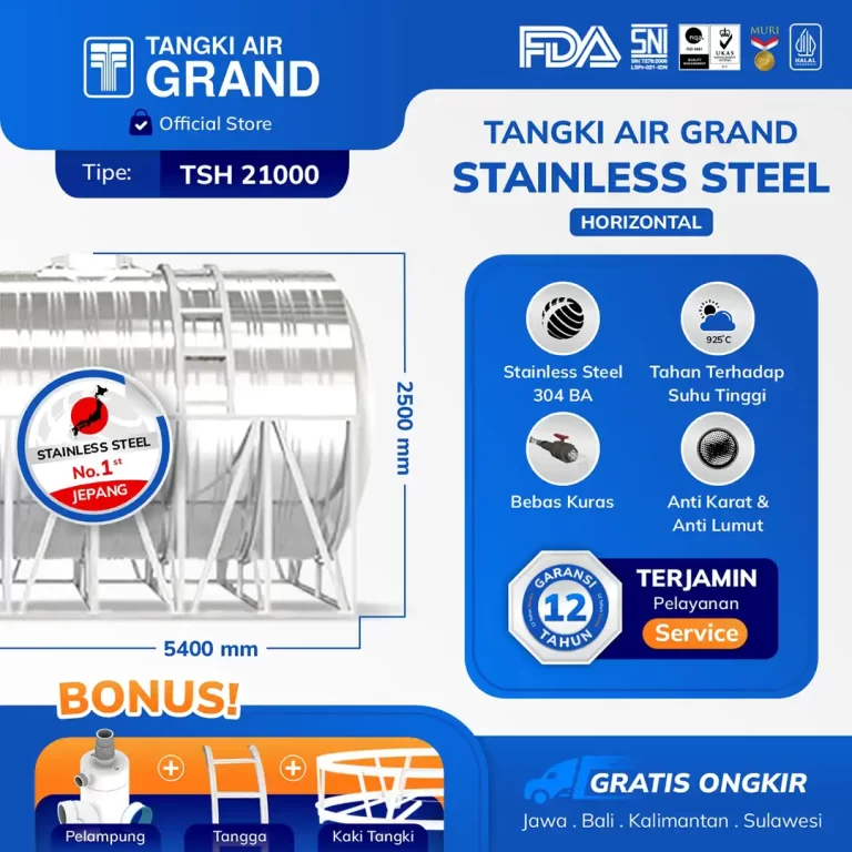 Tandon Toren Tangki Air Stainless Horizontal 21000 Liter