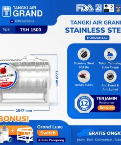 Tandon Toren Tangki Air Stainless Horizontal 1100 Liter
