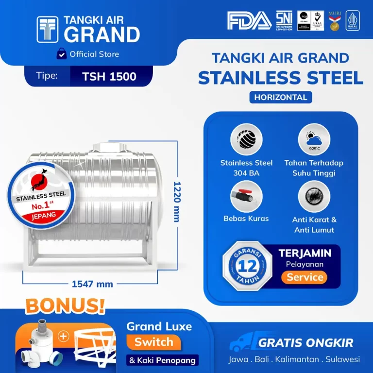 Tandon Toren Tangki Air Stainless Horizontal 1100 Liter