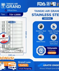 Tangki Tandon Toren Air Stainless Steel Vertikal 11500 Liter