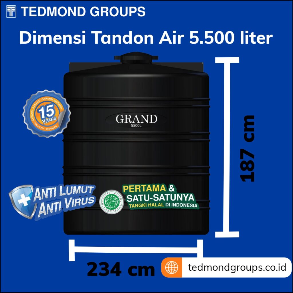 Ukuran Dimensi Tandon Air