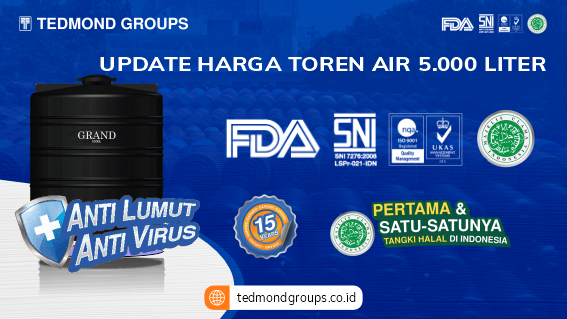 Update Harga Toren Air 5000 Liter Tandon Air SNI & Halal