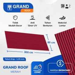 Atap Plastik Grand Merah 1.35 X 80 X 300