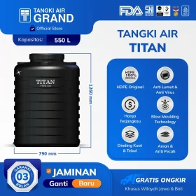 Tangki Tandon Toren Air Titan 550 Liter Hitam