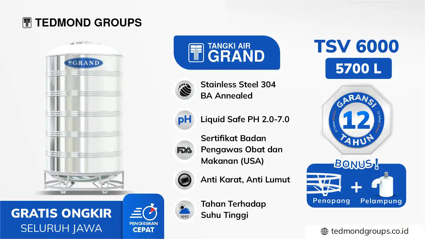 Harga Tangki Air 5000 Liter Stainless Steel